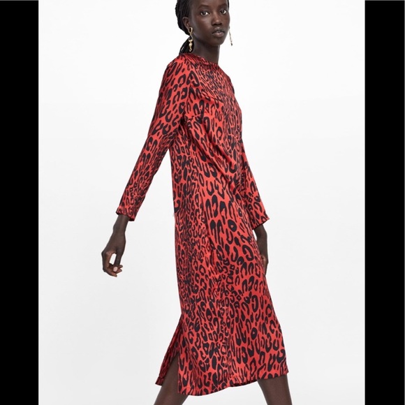 Zara Midi Animal Print Dress - Picture 1 of 3